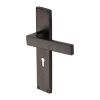 Heritage Brass Delta Hammered Lever Lock Door Handle on 200mm Plate Matt Bronze finish