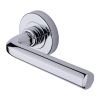 Heritage Brass Door Handle Lever Latch on Round Rose Octave Design Polished Chrome finish
UK Registered Design Number 6228267