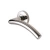 Steel Line Door Handle Lever Latch on Round Rose Tubular Design Polished Stainless Steel finish