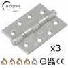 Eclipse PK854 - 102x76x3mm SSS Ball Bearing Hinge Grade 13 - (3 Pack) - Satin Stainless Steel