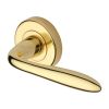 Heritage Brass Door Handle Lever Latch on Round Rose Sutton Design Polished Brass finish