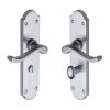 Heritage Brass Door Handle for Bathroom Savoy Long Design Satin Chrome finish