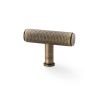 Alexander & Wilks - Crispin Knurled T-bar Cupboard Knob - Antique Brass - 55mm