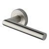 Heritage Brass Door Handle Lever Latch on Round Rose Athena Design Satin Nickel finish