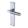 Heritage Brass Bauhaus Euro Profile Door Handle on 200mm Plate Polished Chrome finish