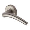 Heritage Brass Door Handle Lever Latch on Round Rose Wing Design Satin Nickel finish