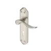 Heritage Brass Door Handle Lever Lock Sandown Design Satin Nickel finish