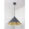 Hammered Brass Hockley Pendant in Slate