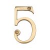 Heritage Brass Numeral 5 Face Fix 76mm (3") Polished Brass finish