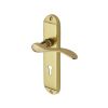 Heritage Brass Door Handle Lever Lock Maya Design Polished Brass finish