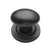 Rustic Dark Bronze Cabinet Knob Oval Design on Plate 32mm