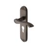 Heritage Brass Door Handle for Euro Profile Plate Algarve Design Matt Bronze finish