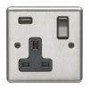 Eurolite Stainless Steel 1 Gang USB Socket Satin Stainless Steel