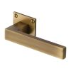 Heritage Brass Door Handle Lever Latch on Square Rose Delta BH Design Antique Brass finish