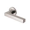 Steel Line Door Handle Lever Latch on Round Rose Tube Design Polished Stainless Steel finish