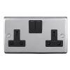 Eurolite Stainless Steel 2 Gang Socket Polished Stainless Steel