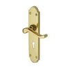 Heritage Brass Door Handle Lever Lock Savoy Long Design Polished Brass finish