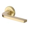 Heritage Brass Door Handle Lever on Rose Bellagio Design Satin Brass Finish