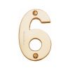 Heritage Brass Numeral 6 Face Fix 76mm (3") Polished Brass finish