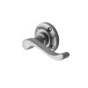 Heritage Brass Door Handle Lever Latch on 57mm Round Rose Bedford Design Satin Chrome finish